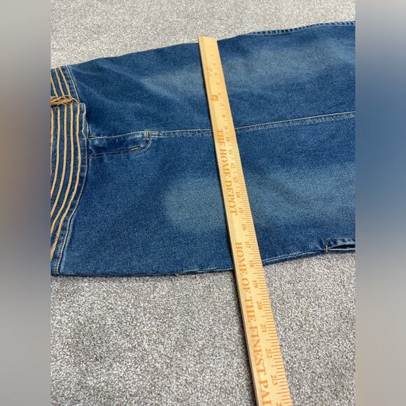 vtg Y2K 00s boho grunge western Bubblegum Long Maxi denim Skirt High Slit 5/6 - Picture 11 of 13